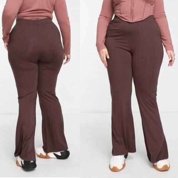 Women's Plus Size High Rise Wide‎ Leg Stretch Jersey Pants - Picture 4 of 4